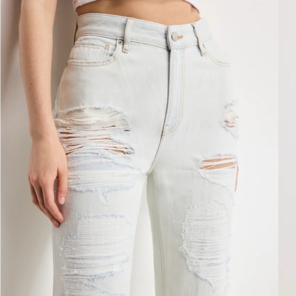 GOOD AMERICAN Distressed Light Blue Women's Jeans (The Khloe Jean) - Picture 2 of 5